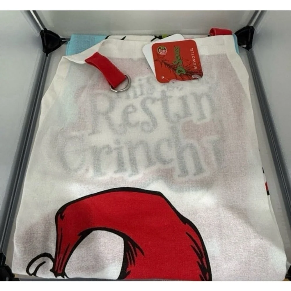 Dr. Seuss Stole Christmas Resting Grinch Face Kitchen Cooking Apron NWT